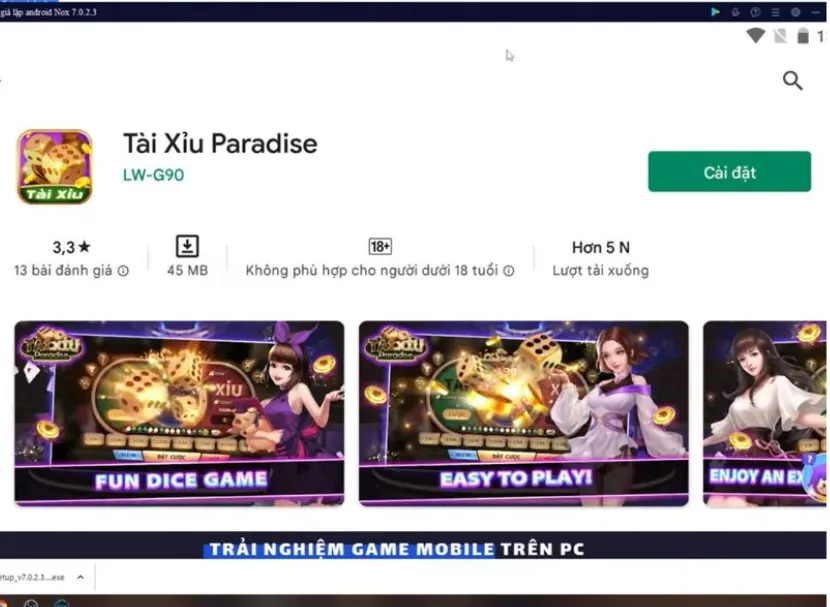 Để bắt đầu chơi trò tài xỉu Paradise bạn có thể tải về